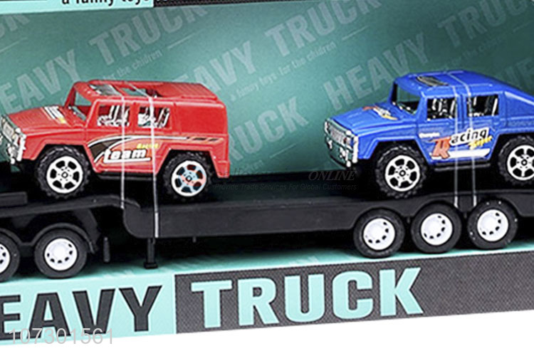 Personalized Popular Inertial Heavy Trailer Truck Toy With Two Cars For Kids