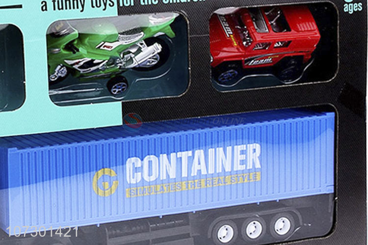 Promotional Kids Funny Toy Inertia Container Model Toys Set With 3Pcs Cars