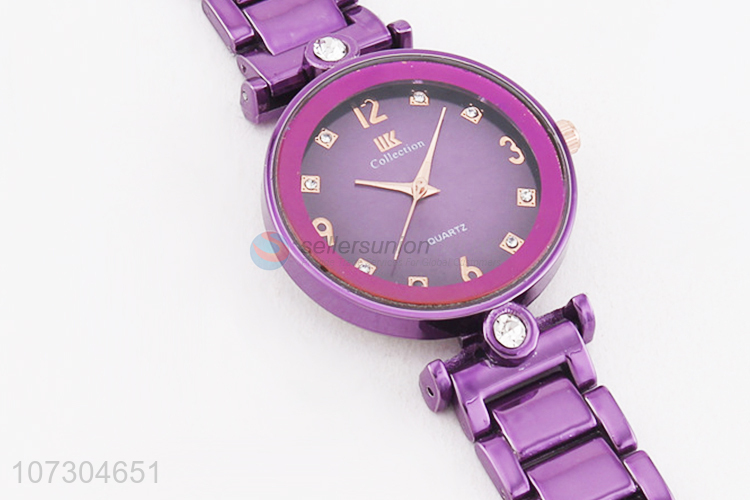 New Arrival Ladies Alloy Watches Purple Wrist Watch