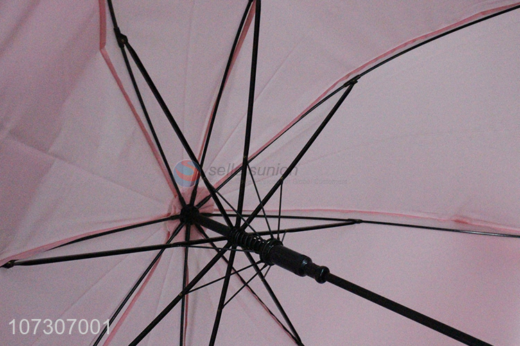 Good quality fashion pink staight umbrella with long shaft