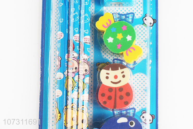 Wholesale Wooden Pencils With Cartoon Eraser Set