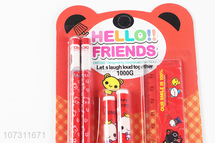 Cartoon Printing Pencils Ruler Stationery Set