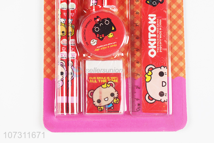 Cartoon Printing Pencils Ruler Stationery Set