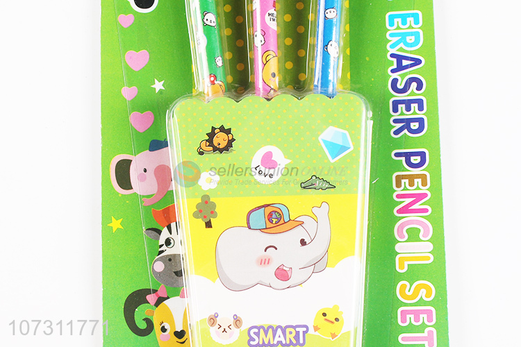 Unique Design Cartoon Eraser Pencils Best Stationery Set