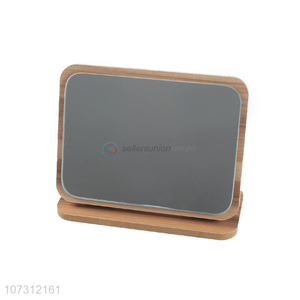 Best selling rectangle folding tabletop mirror wood grain cosmetic mirror