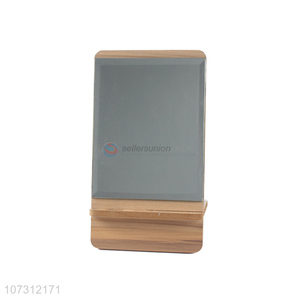 High quality rectangle shape plastic cosmetic mirror wood grain mirror