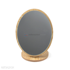 New arrival round shape plastic makeup mirror wood grain mirror