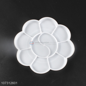 Good quality art supplies flower shape plastic palette for painting