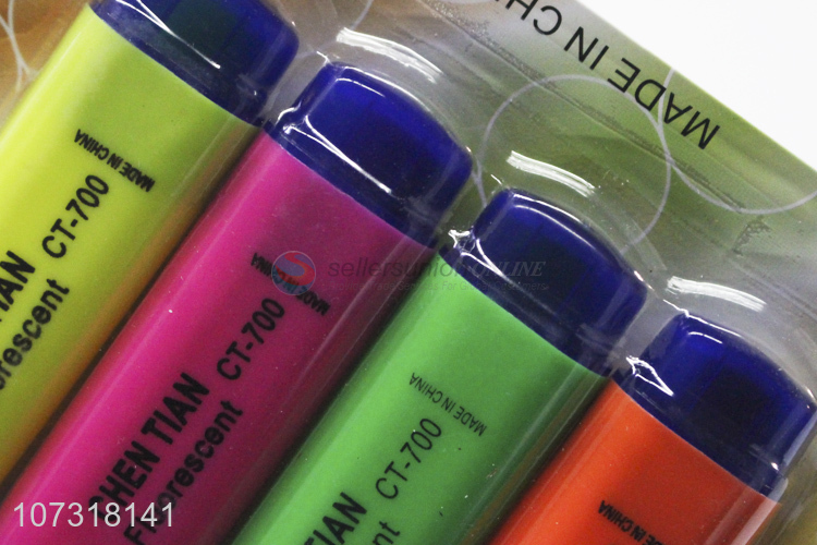 Wholesale custom 4 colors erasable highlighters plastic fluorescent pen