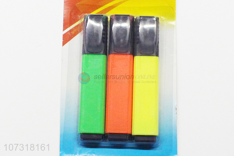 New products 3 colors non-toxic plastic highlighters for school & office