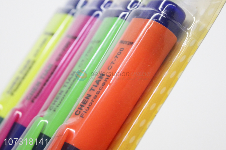 Wholesale custom 4 colors erasable highlighters plastic fluorescent pen