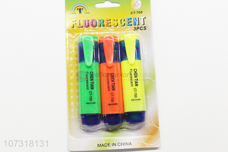 Professional supply 3 colors non-toxic plastic highlighters for school & office