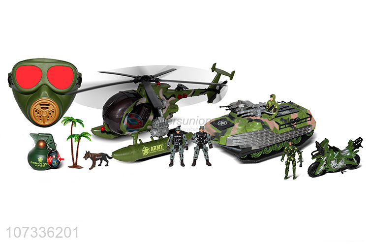 Best Sale Infrared Sound-Light Gun/Grenade Inertia Armored Car Plane Model Military Toys Play Set