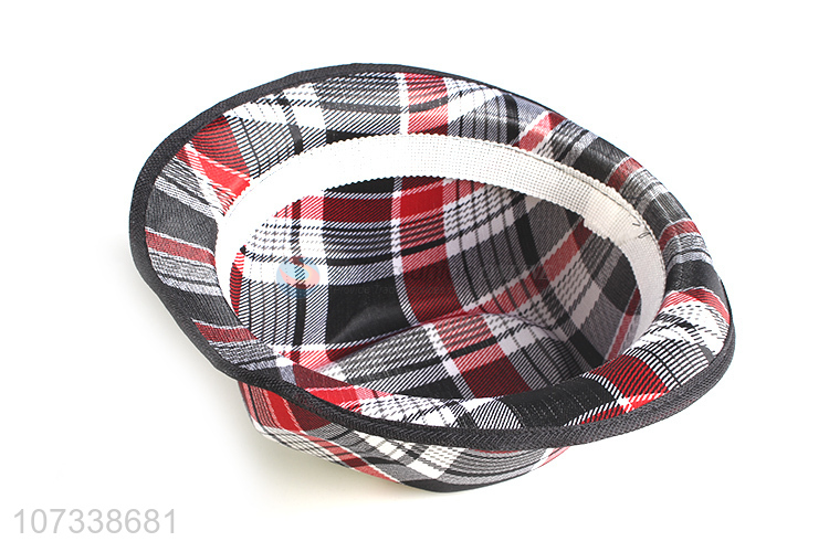 New Style Plaid Panama Hats Fashion Adults Polyester Cap