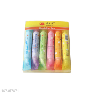 New product double-end candy highlighters 6 pieces fluorescent markers