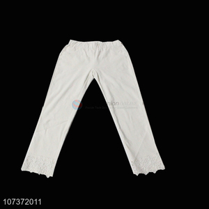 Best Quality White Casual Pants With Lace Hem