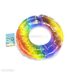 Hot Sale Shiny Sequins Transparent Inflatable Rainbow Swimming Ring