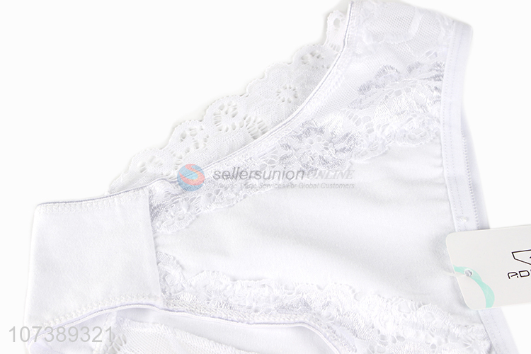 Best selling white lace women panties cotton ladies briefs