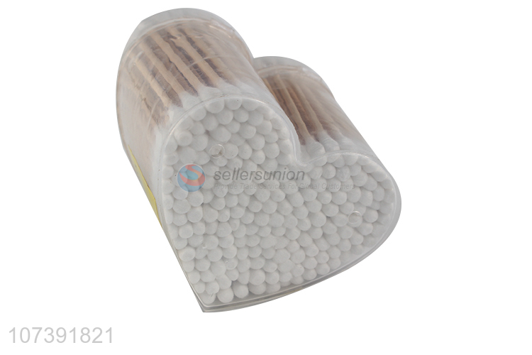 Bottom Price Heart Shape Plastic Box Packaging 190 Count Cotton Swabs