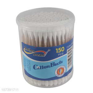 Promotional 150Pcs Wooden Stick Disposable Double Heads Cotton Swabs