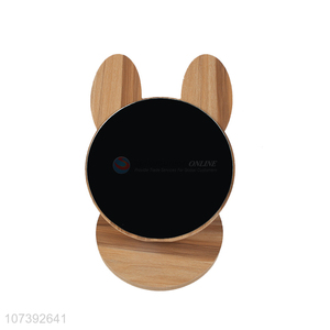 Wholesale Single Side Cute Rabbit Design Makeup Mirror Wood Table Mirror