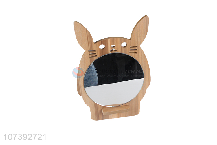 Direct Price Cute Cartoon Wooden Single Side Desktop Makeup Mirror