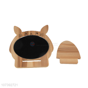 Direct Price Cute Cartoon Wooden Single Side Desktop Makeup Mirror