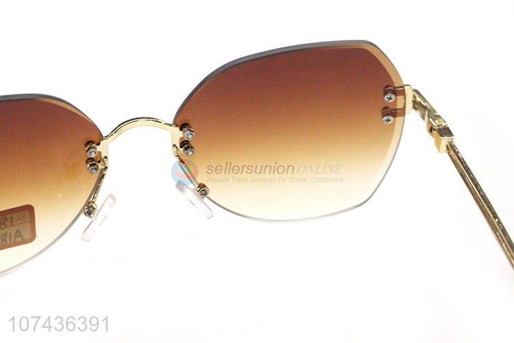 High quality gradient rimless lens women sun glasses uv 400 sunglasses