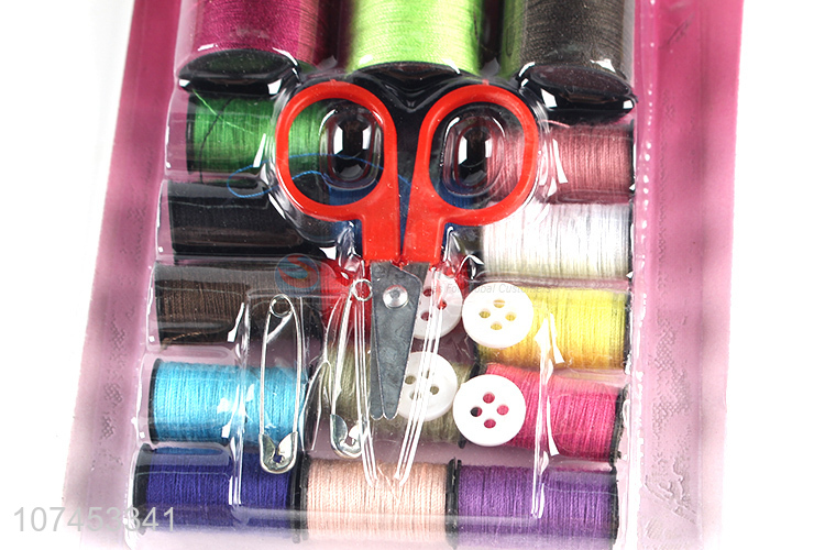 Good Quality Thread,Scissors,Button,Safety Pin Sewing Kit Box