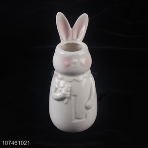 Best Quality Cartoon Rabbit Ceramic Flower Vase Flower Receptacle