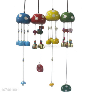 Creative design garden decoration mushroom shape wind chimes ceramic wind chimes