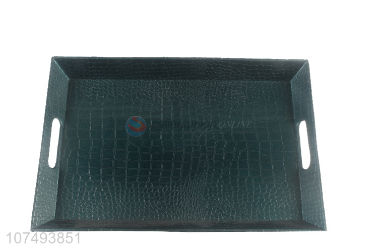 Hot sale rectangular eco-friendly plastic food serving tray with handles