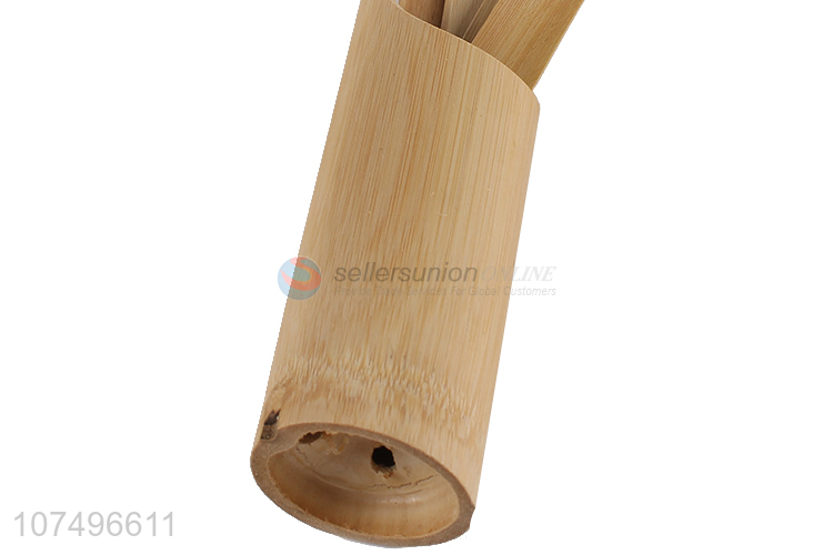 Custom logo bamboo cooking tool set bamboo spatula set with holder