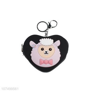 Custom Heart Shape Silicone Coin Purse With Key Chain