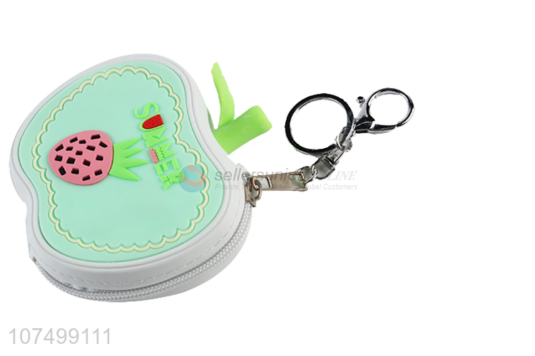 Good Quality Apple Shape Silicone Coin Purse With Key Chain