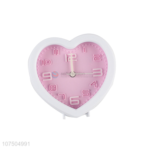 Competitive Price Heart Shape White Frame Bedside Quartz Alarm Clock