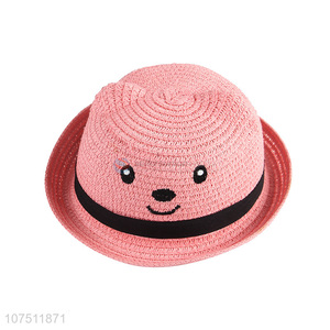 Wholesale cartoon bear kids summer paper straw hats sun hat