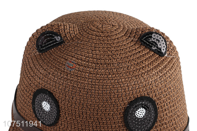 China factory cartoon animal design kids straw hat visor hat