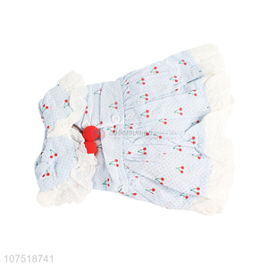 Fashion design <em>dog</em> <em>clothes</em> cherry printed <em>dog</em> dress wholesale