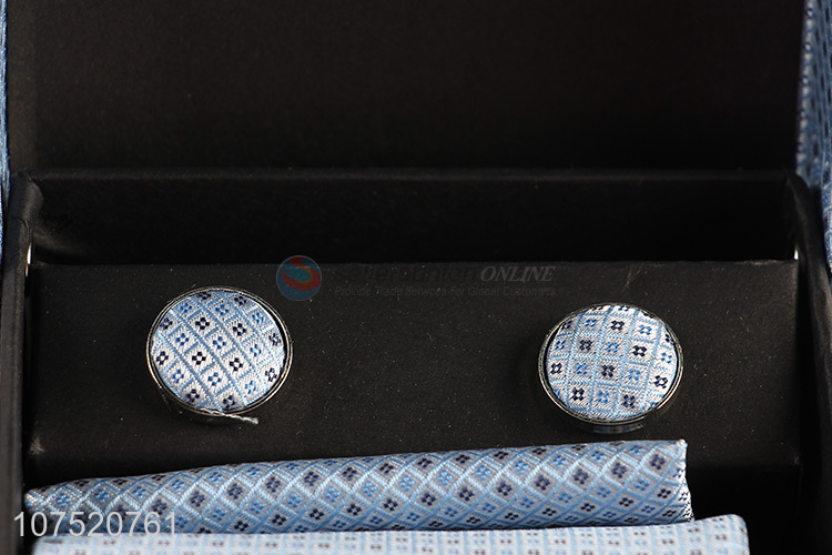 Factory price jacquard bow tie and cufflinks set for men