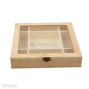 Popular products 9 compartments wooden jewelry box with clear window lid