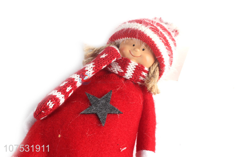 Competitive price Christmas toy fuzzy standing fabric doll for decoration