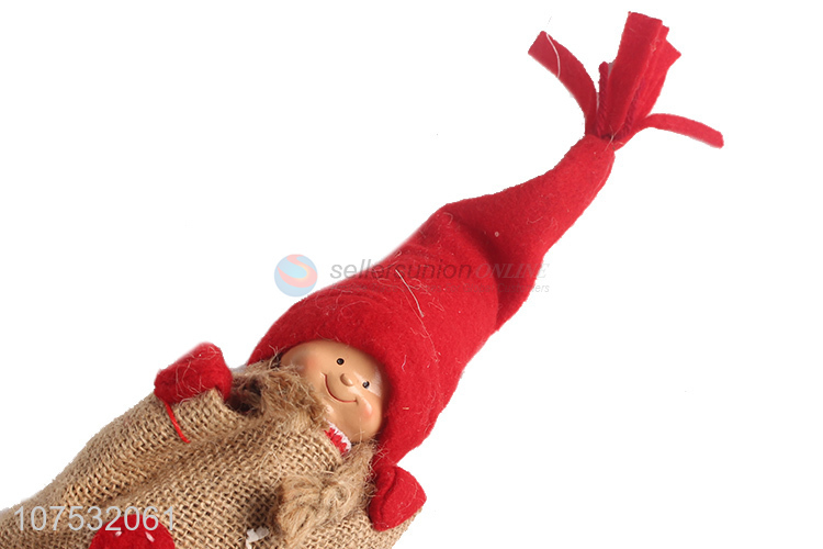 Wholesale home crafts Christmas decoration fabric doll in linen bag