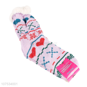 New arrival women knitted fleece lined socks for winter