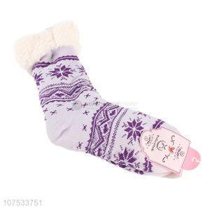 Good quality women winter socks fleece-lined slipper socks