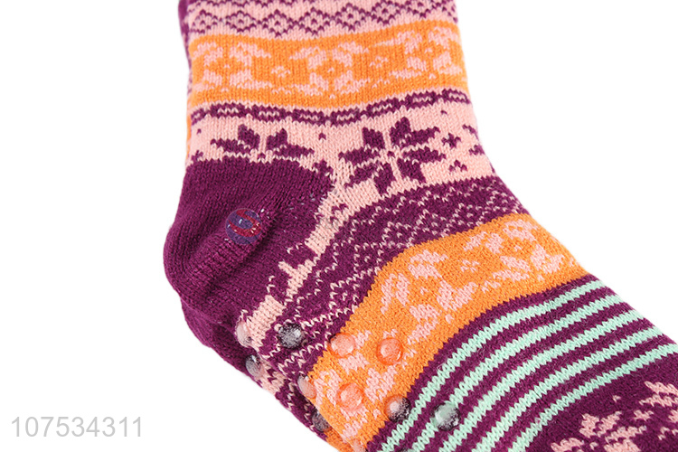 China manufacturer women knitted fleece lined socks for winter