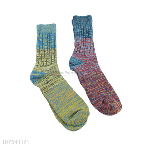 High Quality Colorful Knitted Socks Ladies Cotton Socks