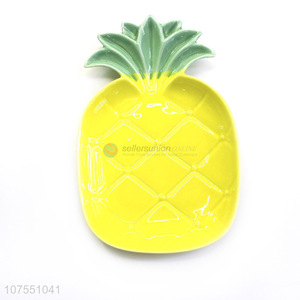 Best Sale Ceramic Pineapple Shaped Fruit Dish Snack Sugar Dessert Serving Plate