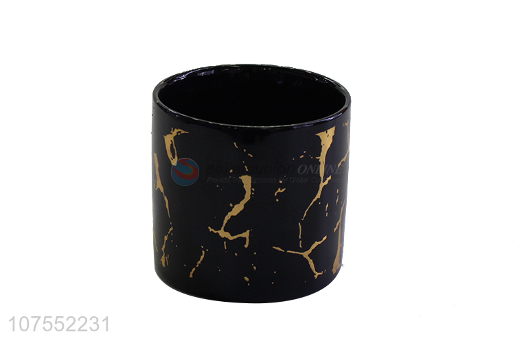 Suitable Price Desk Decoration Cylindrical Marble Pattern Ceramic Flowerpot