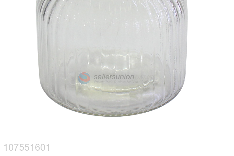 New Style Clear Glass Storage Jar With Gold Ceramic Bird Lid